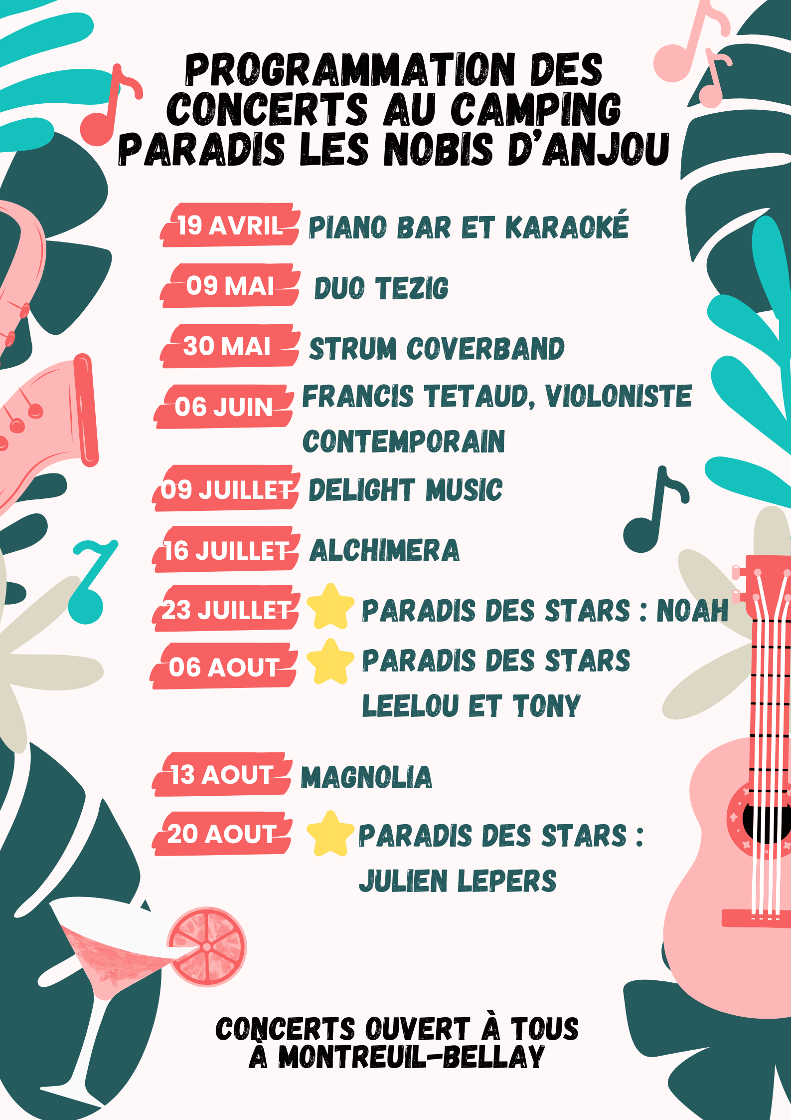 Programme des concerts 2025